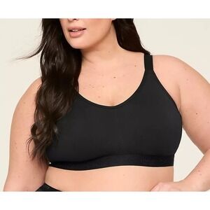 Cacique 44F Cotton UL NW Scoop Bra Full Coverage Band Solid Black No Wire